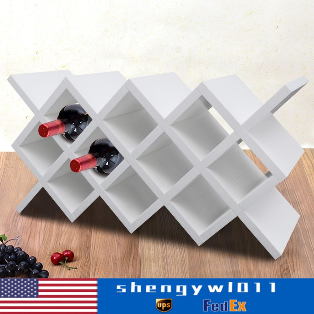 10 Grids Bottle Wine Lattice Rack Wall-Mount Insert Display Storage Holder Shelf