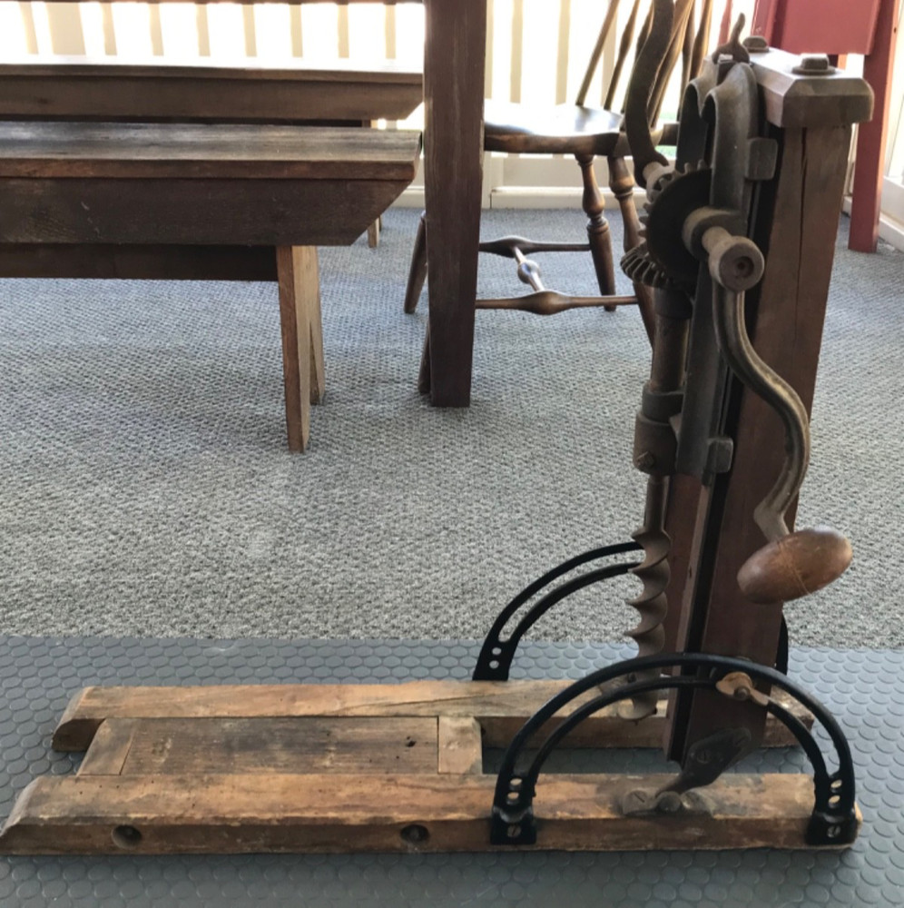 Antique Folding Hand Crank Barn/Post/Beam Drill Boring Machine
