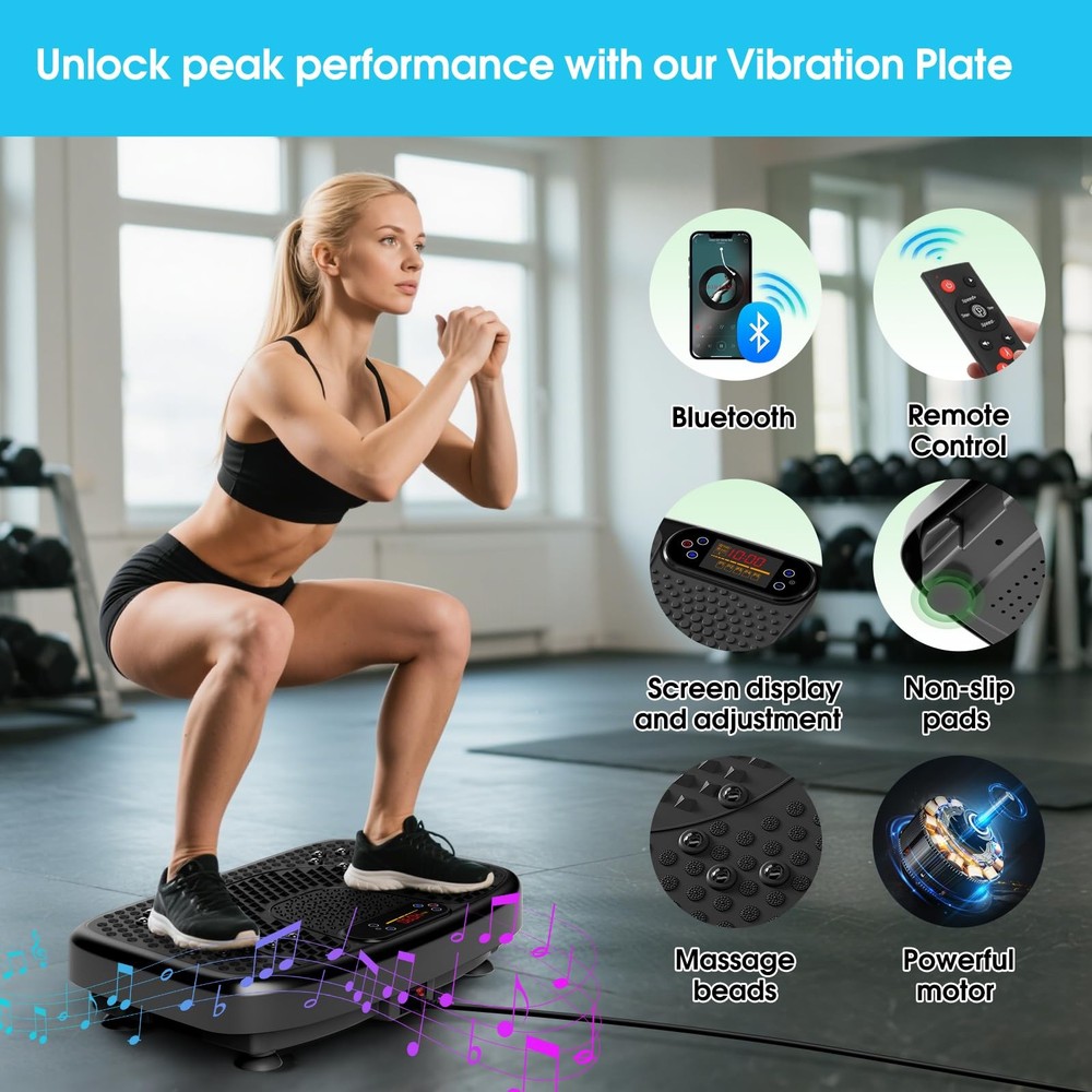 Vibration Plate Exercise Machine for Lymphatic Drainage, 450 Lbs Capacity