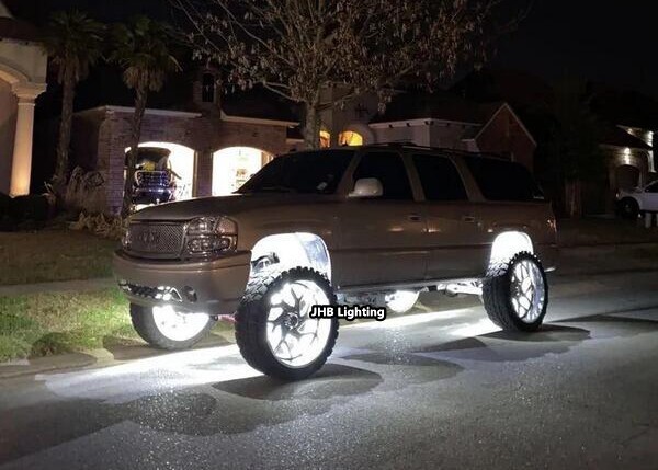 JHB 17.5" Brightest QUAD ROW PURE WHITE LED Car Truck Wheel Rings Rim Lights Set