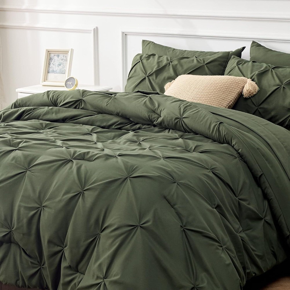 Bedsure Full Size Comforter Sets - Bedding 7 Full, Olive Green