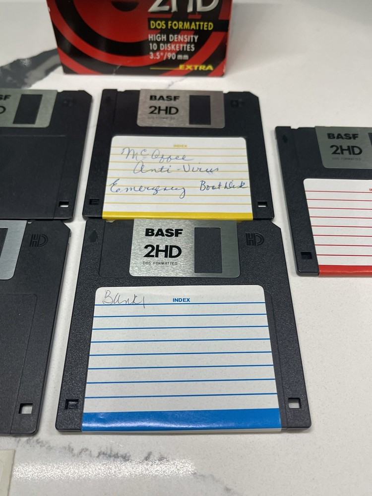 Vintage 3.5" Diskettes BASF OPEN BOX 5ct 2HD **READ DESCRIPTION**