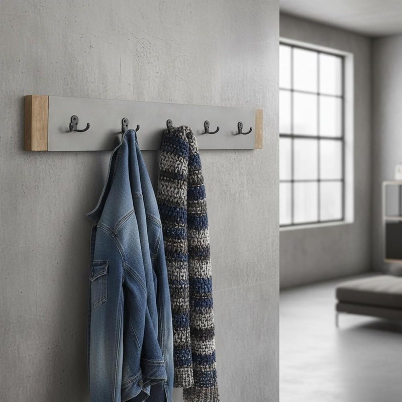 Wall Mounted Coat Rack W/ 5 Double Hooks Easy Installation Rustic Organizer New