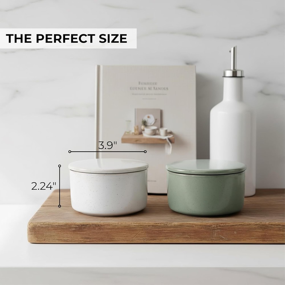 Beautiful Ceramic Salt Cellar with Lid - Spacious Container for Your Kitchen ...