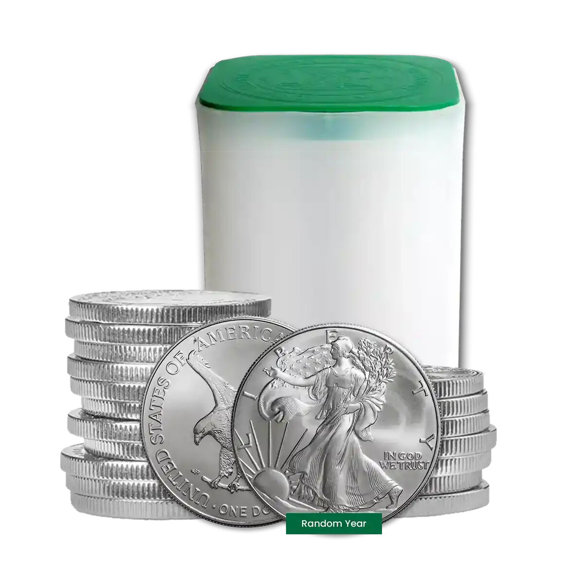 Tube of 20 - 1 oz Silver Eagle Coin BU - Random Year - US Mint Silver