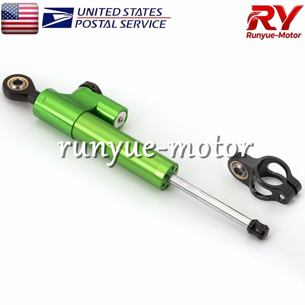 Adjustable Steering Damper Stabilizer Linear Control Universal Aluminum Green