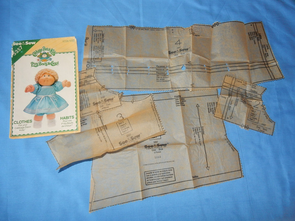 Vintage Cabbage Patch Clothes Butterick Patterns Preemie & 16" Doll PLEASE READ