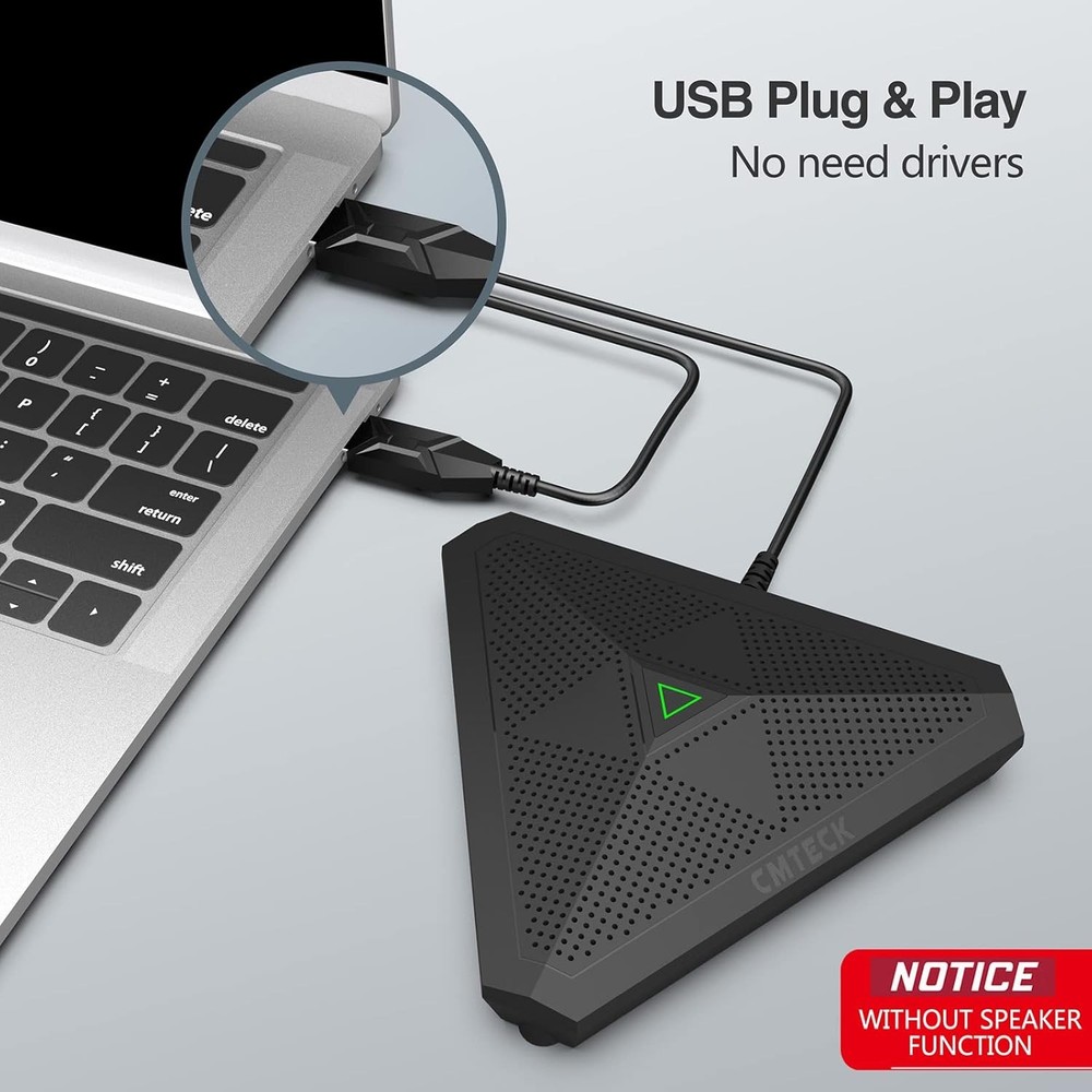 Conference USB Microphone w/ Mute, Omnidirectional Condenser Mic for PC