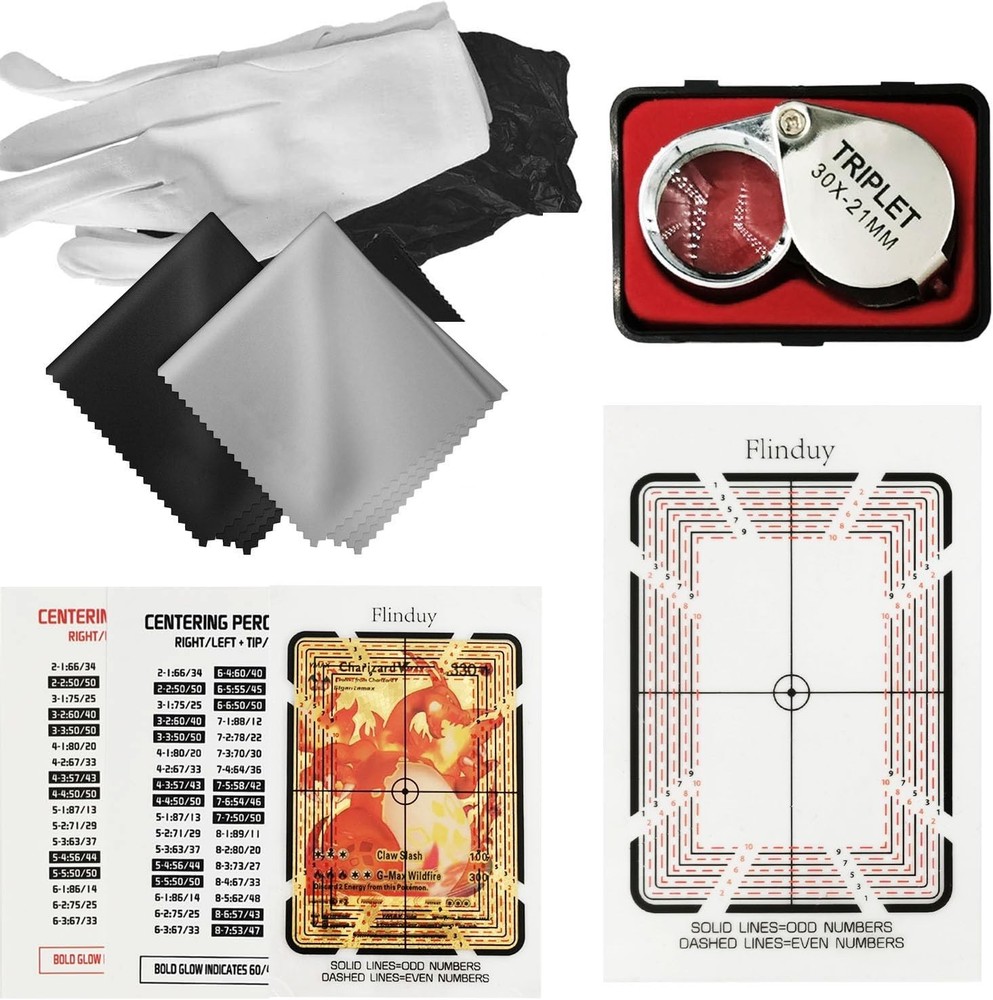 Card Grading Centering Tool for Pokemon, Card Cleaning Kit, Grading Tool