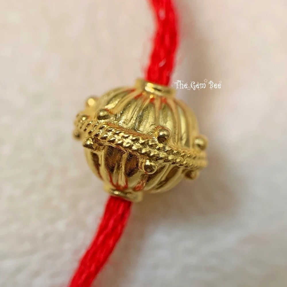 18k Solid Yellow Gold 9mm Fancy Granulation Fluted Spacer Finding Bead (1)