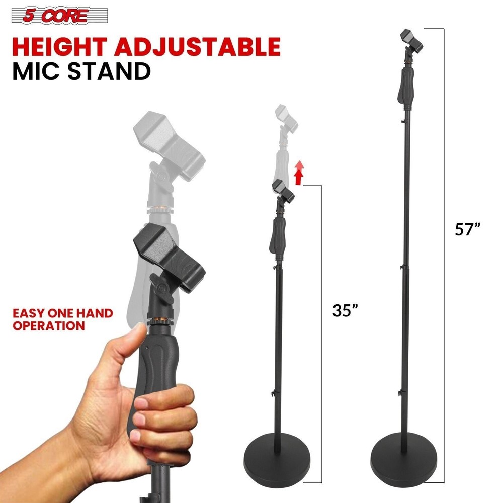 5Core Round-Base Floor Microphone Stand With Quick Release Single Hand Clutch