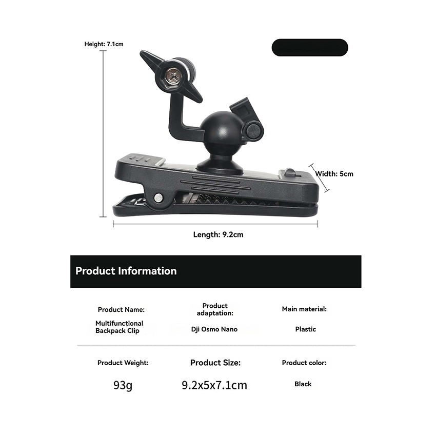 Camera 360° Rotating Magnetic Quick-Release Backpack Clip for DJI Nano
