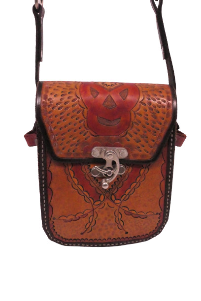 Tooled Leather Messenger Bag