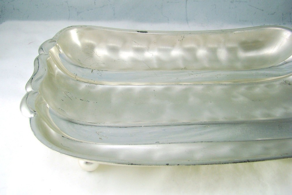 WMF E P Brass IKORA Silverplate Germany Footed Bowl Dish Length 12"