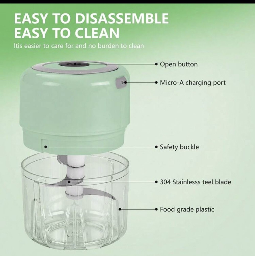 250ml Electric Garlic Chopper USB Mini Food Processor Portable