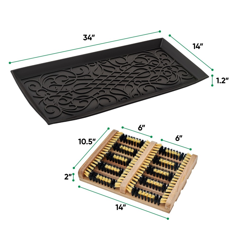 Superio Shoe & Boot Tray with Scraper, Floor Protection and Multipurpose