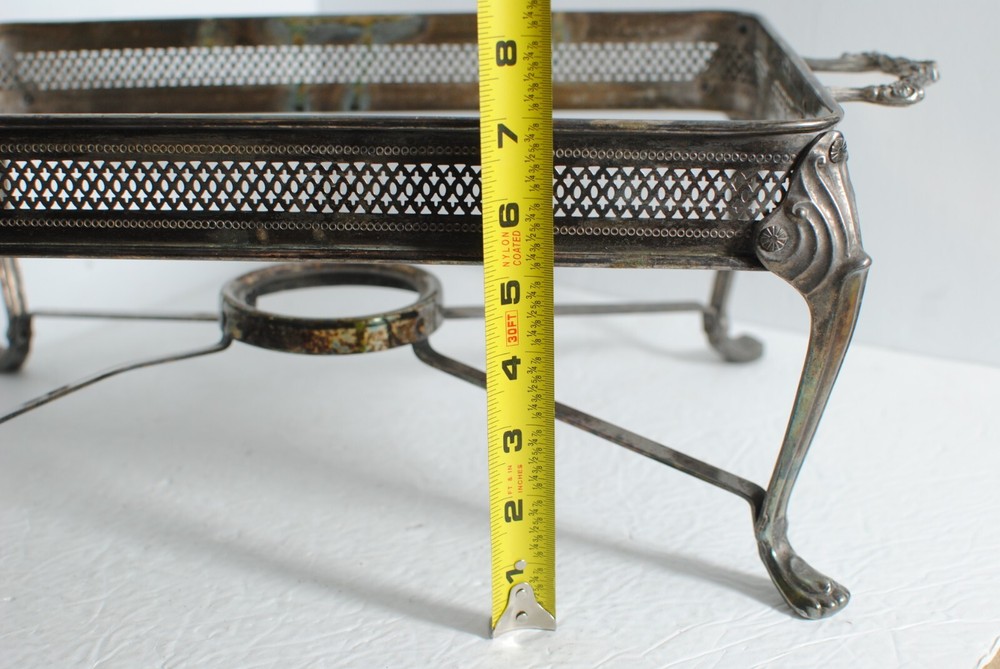 Vintage Silver Plated Footed Rectangular Casserole Serving Tray with Lid 14.25