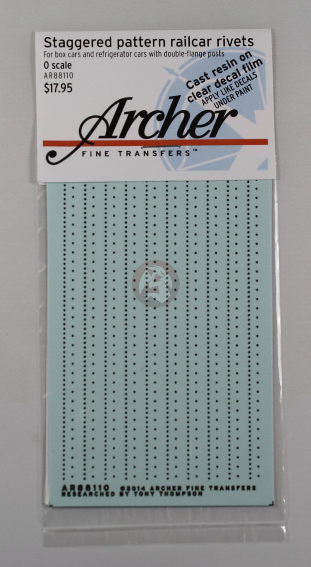 Archer O-Scale (1/48) Staggered Rivets for Box & Refrigerator Rail Cars AR88110