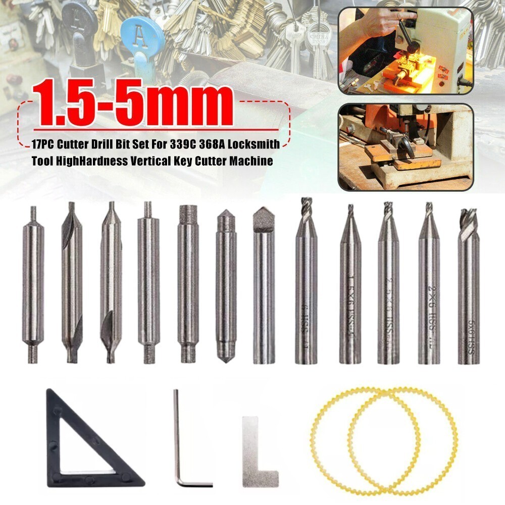For 368A 339C Locksmith Tool Vertical Key Machine Cutter Drill Bits Set NEW