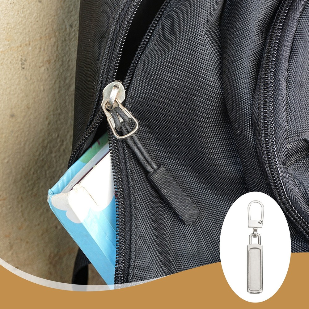 8Pcs Zipper Pull Replacement, Rectangle Detachable Tiny Zipper Slider, Silver