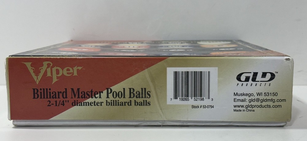 Viper Billiards Master Pool Table Ball Complete Set 2-1/4" Diameter