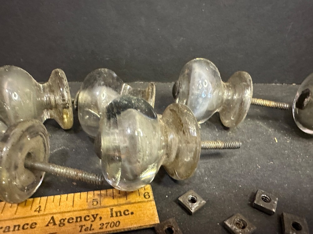 Set 8 Antique Glass Furniture Knobs Pulls, Lot 2