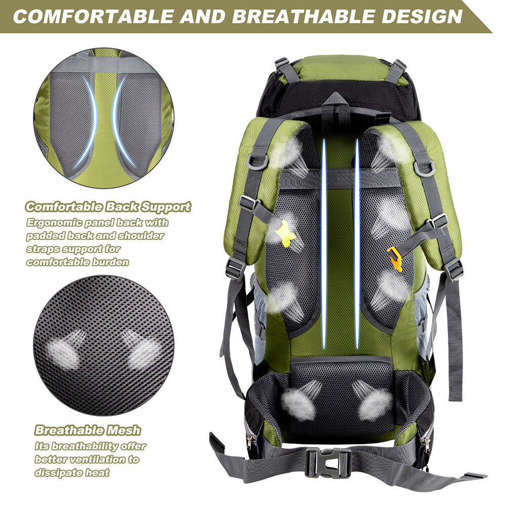 70L Outdoor Hiking Backpack Camping Rucksack Waterproof Shoulder Travel Bag USA