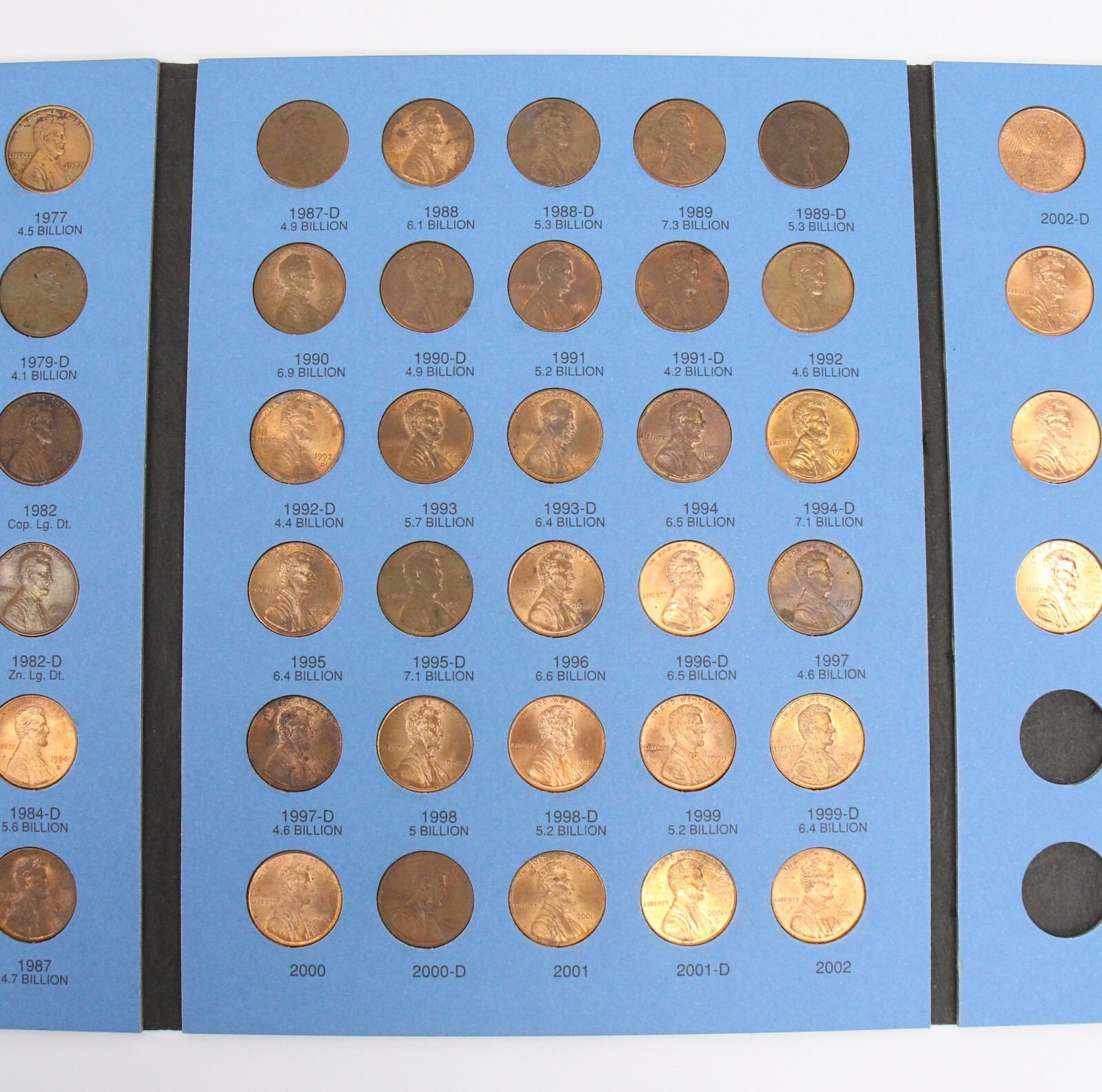 Lincoln Cent Penny Set 1975 - 2009 Collection 77 Coins Whitman Folder 9033 #3