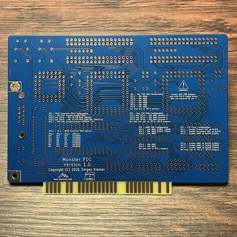 Monster ISA FDC Floppy Disk Controller Card By Sergey Kiselev PCB ONLY