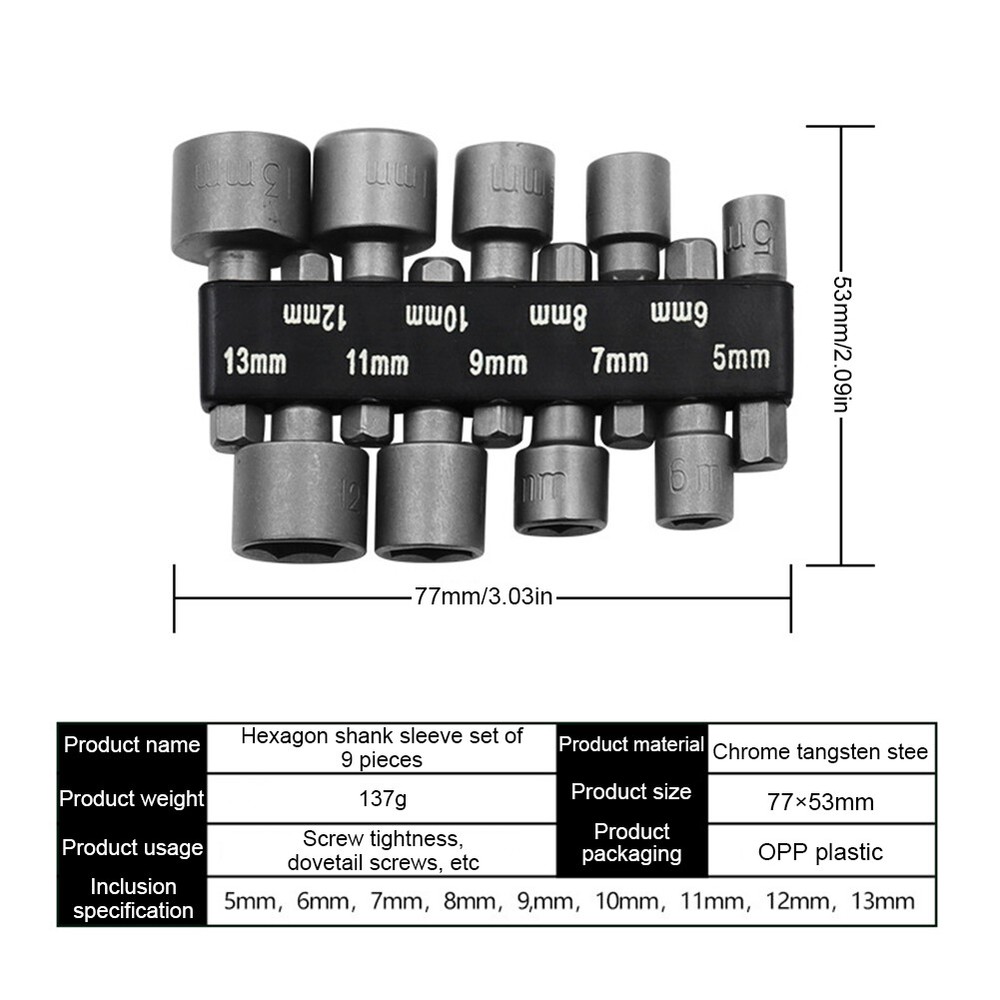 14pcs Powerful Socket Set Hexagonal Wrench Screwdriver Socket Extension Rod Tool