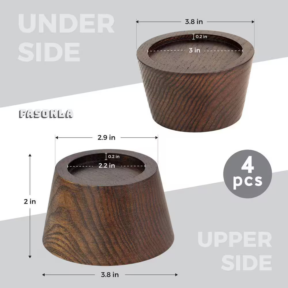 Adjustable Walnut Brown Bed Risers Furniture Risers, Square Table Desk Chair Ris