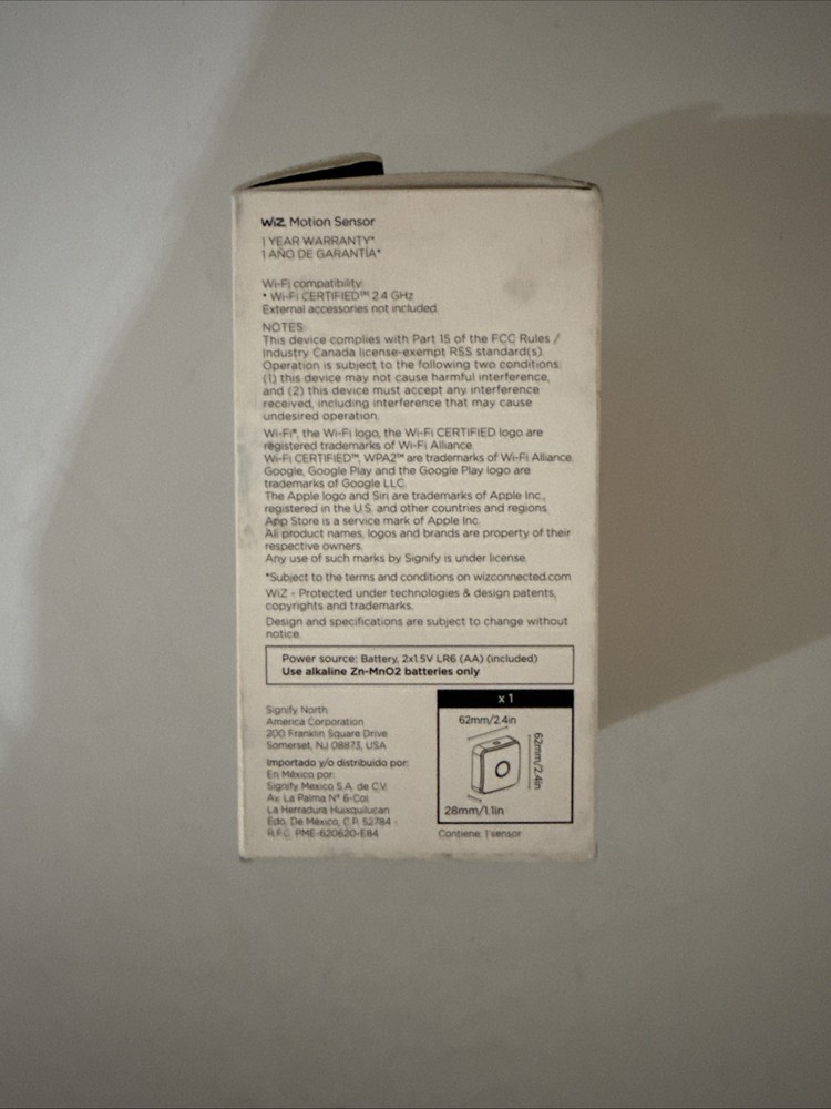 WiZ Indoor Motion Sensor 603472 – Battery Powered Smart Motion Sensor - Open Box