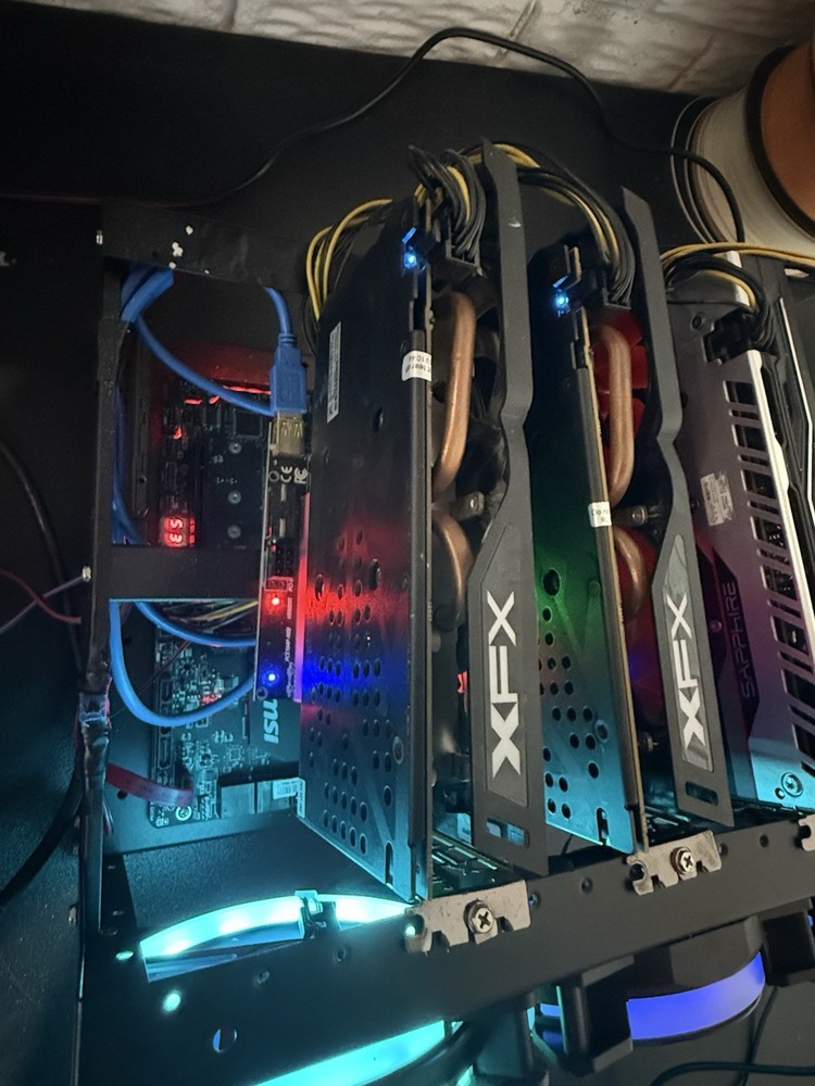 XFX Sapphire MSI RX 580 RX 470 Intel E5-2670 GPU Mining Rig RandomX Vertcoin