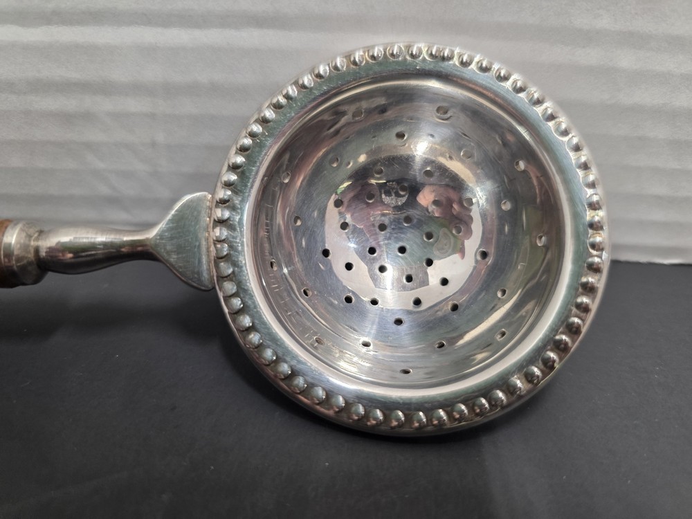Silver Tea Strainer Spoon With Wooden Handle