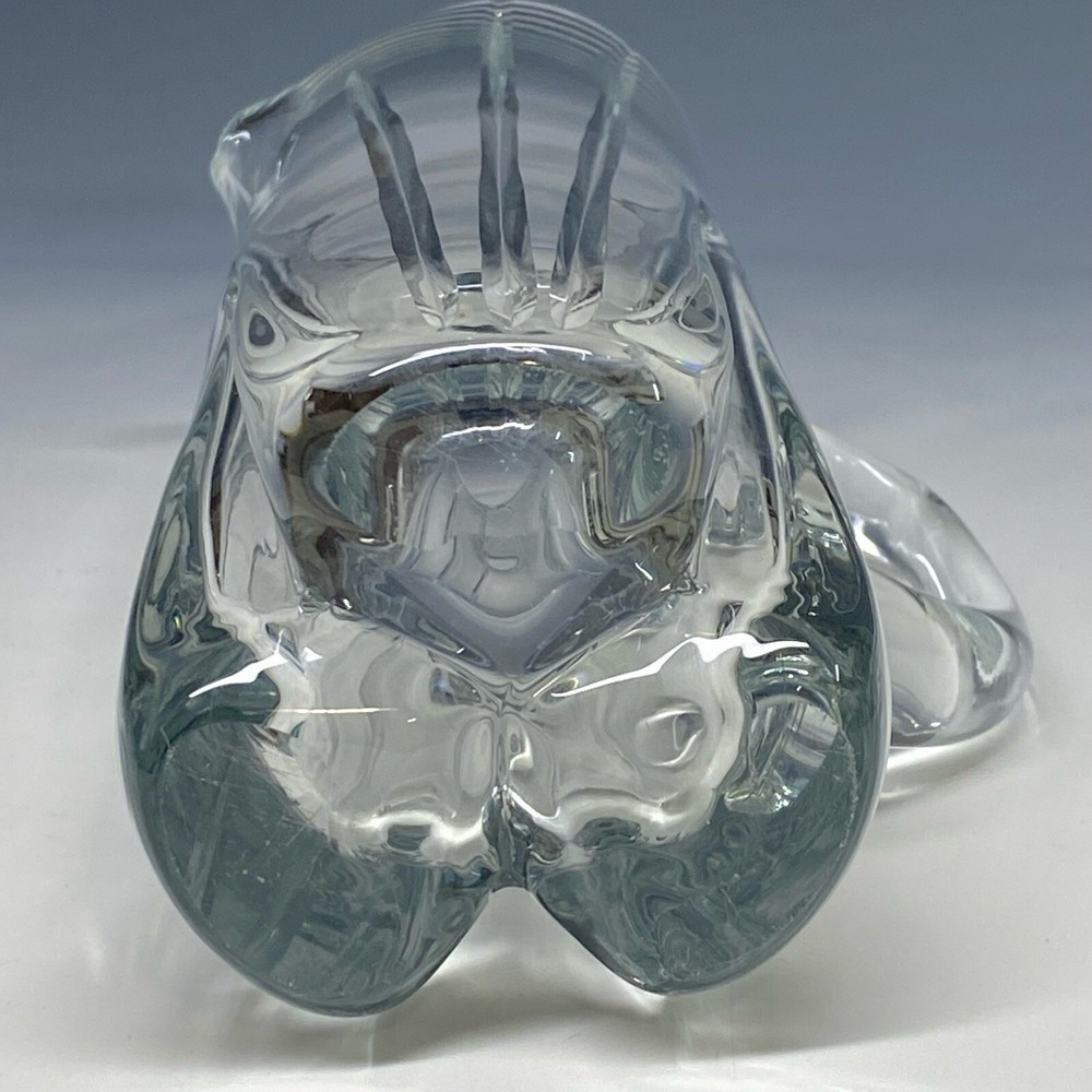 Rare Mid 20th Century Sculptural Cut Glass Pitcher 11.5”