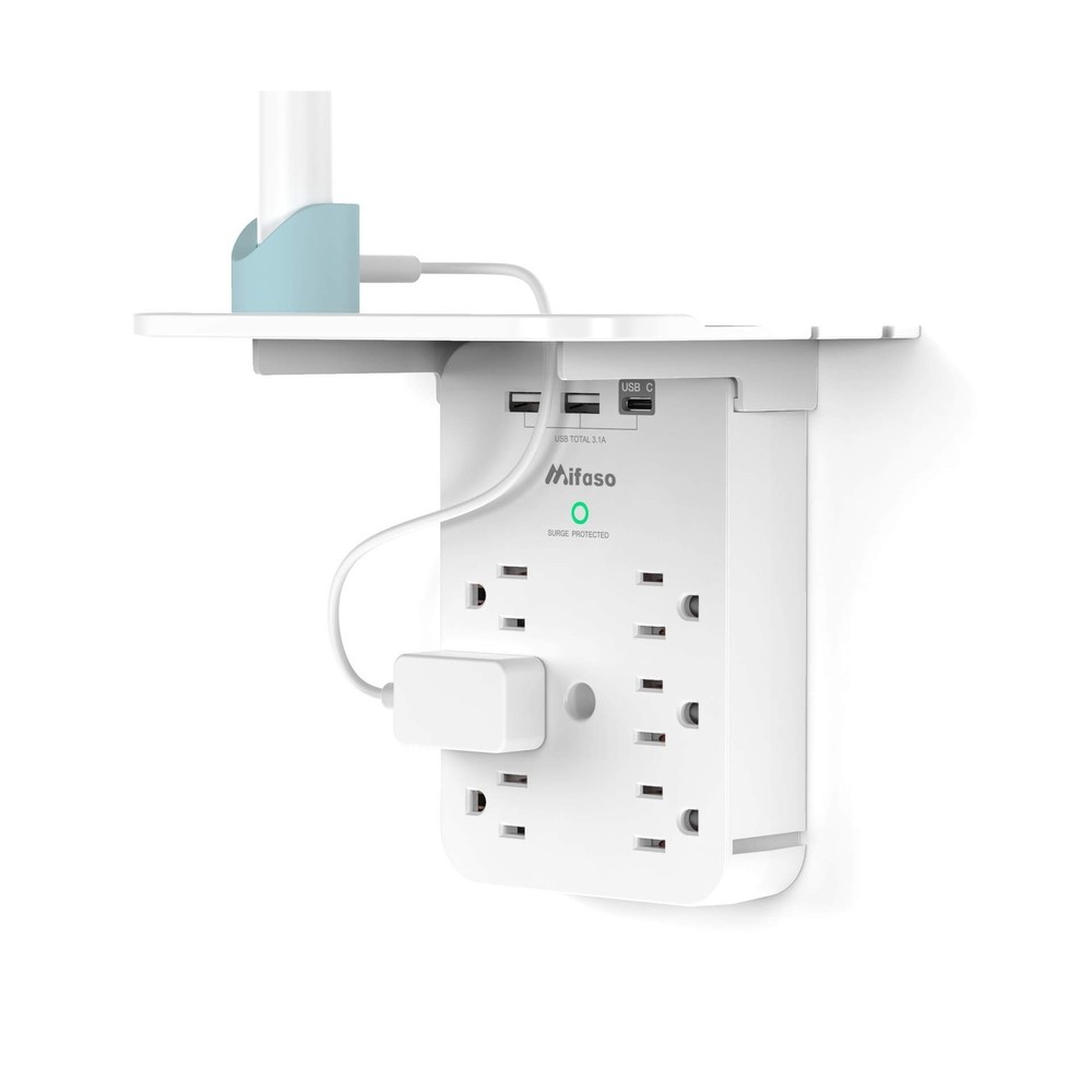 Wall Outlet Extender - Surge Protector 6 AC Outlets Multi Plug Outlet with Sh...
