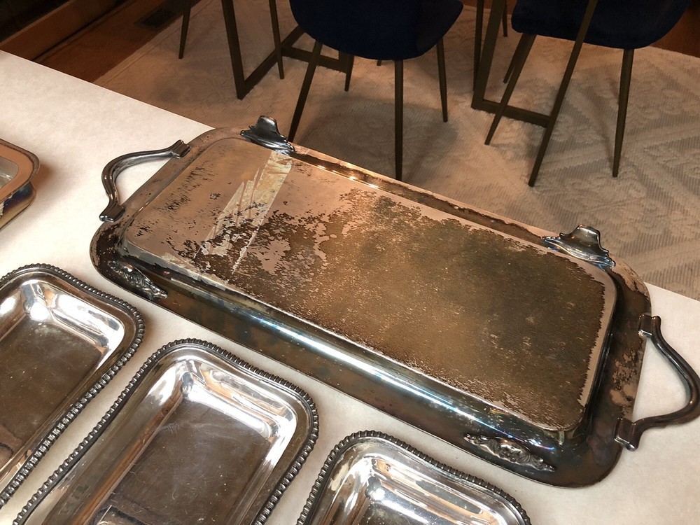 Antique Crown Silver Co. Divided Platter & Serving Tray Lids Marked