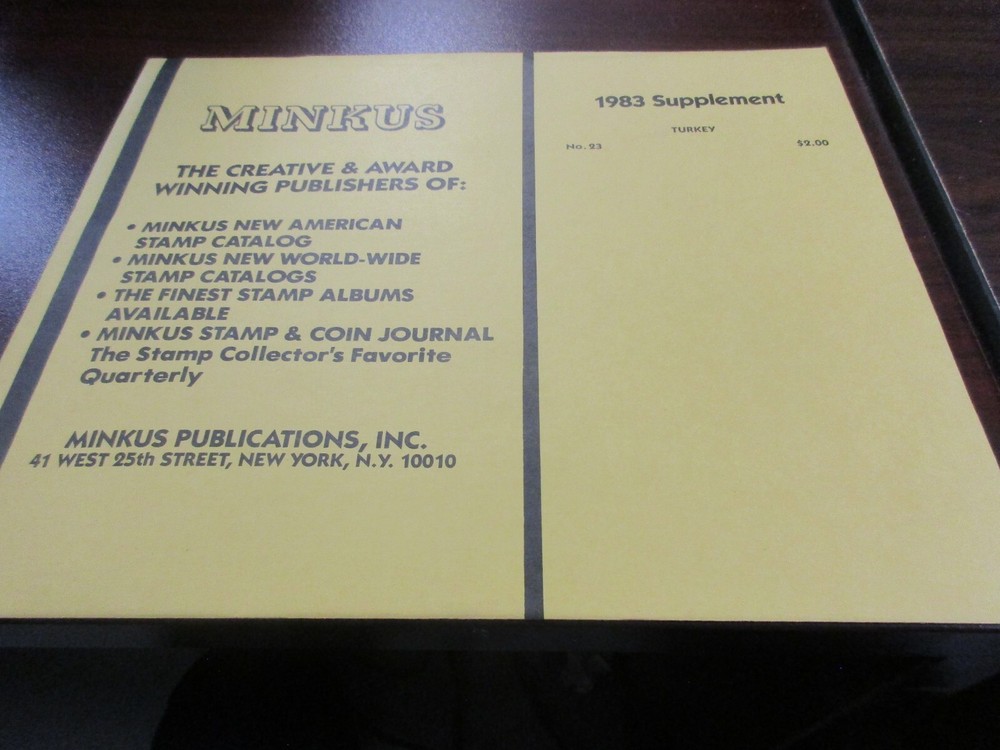 "MINKUS" 1983  SUPPLEMEMENT TURKEY  #23    W/FREE SHP.