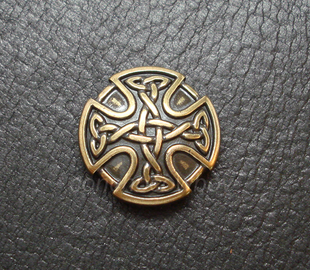 ANTIQUE BRASS CRAFT CELTIC CROSS CONCHO HORSE SADDLE CONCHO 1 inch screw back