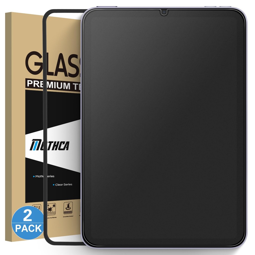 2 Pack Matte Glass Screen Protector for iPad Mini 8.3” A17 Pro (2024) & Mini ...