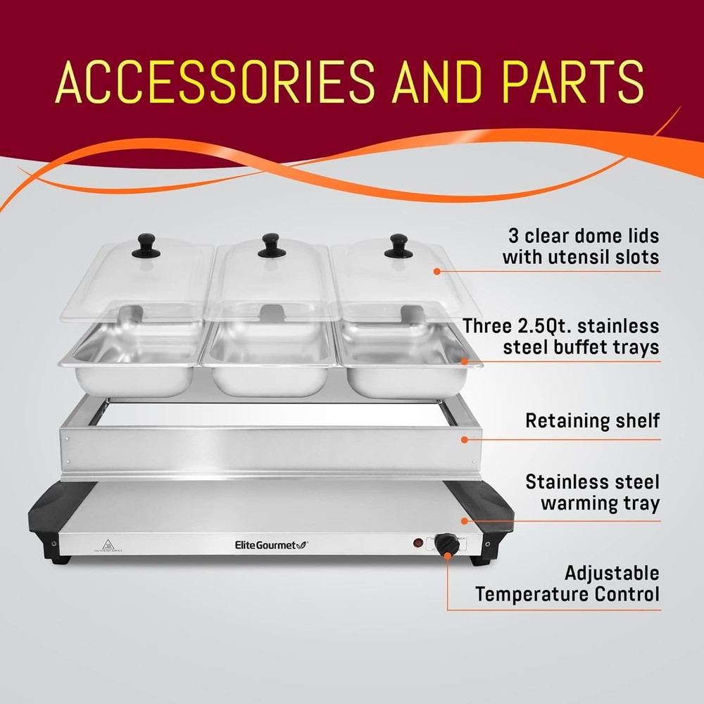 Dishwasher Safe Buffet Server with 3 Clear Lid Trays for Easy Entertaining