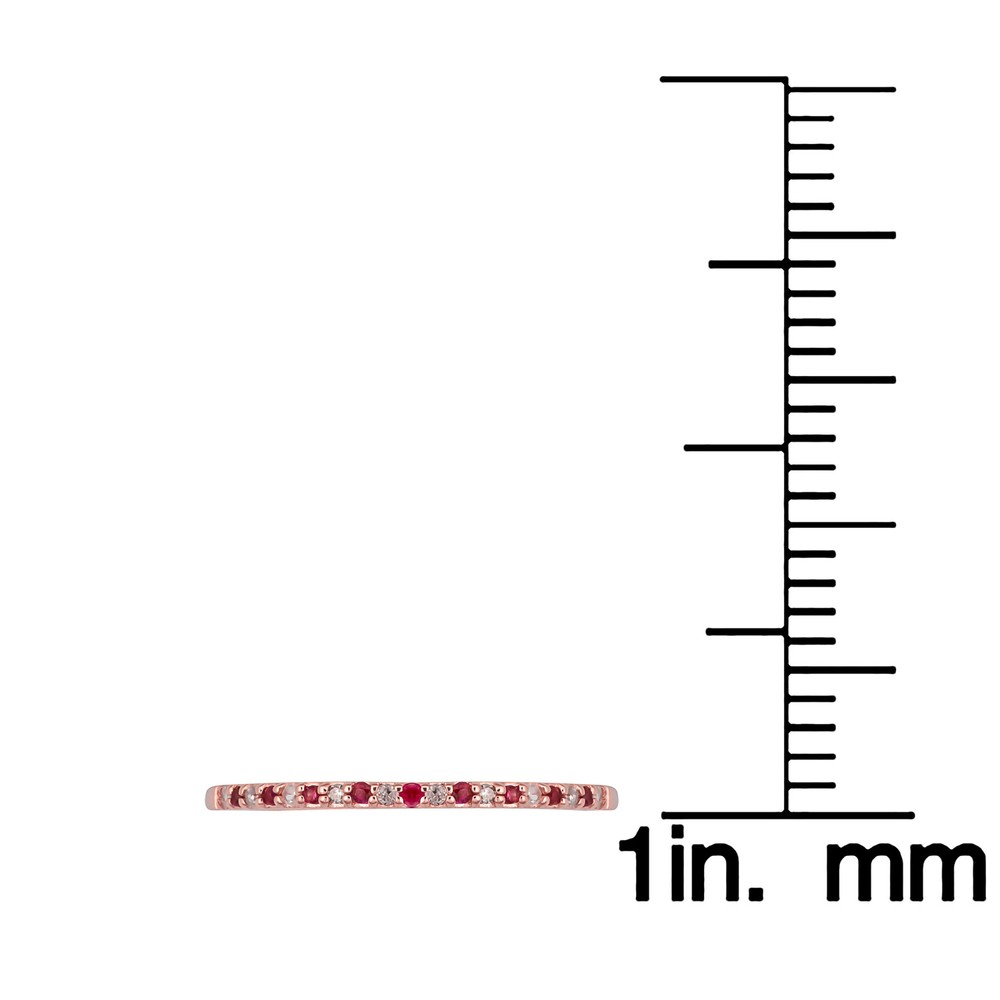 10k Rose Gold Genuine Ruby and Diamond Petite Stackable Band