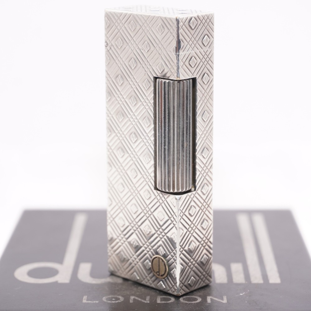 Dunhill Lighter Silver Rhombus Pattern_Ultrasonically cleaned_Working
