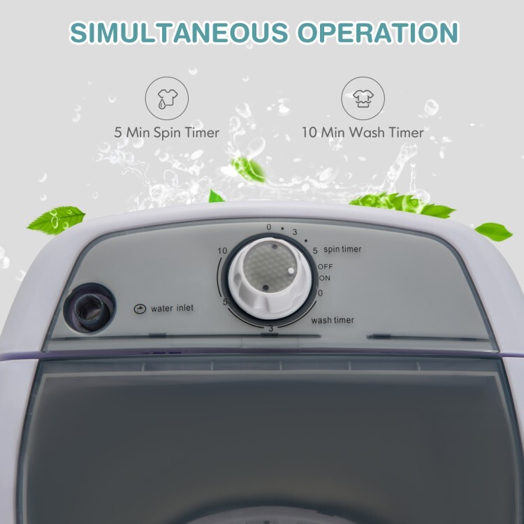 Mini Washing Machine Portable Laundry Washer Semi-Automatic Washer w/Spin Basket