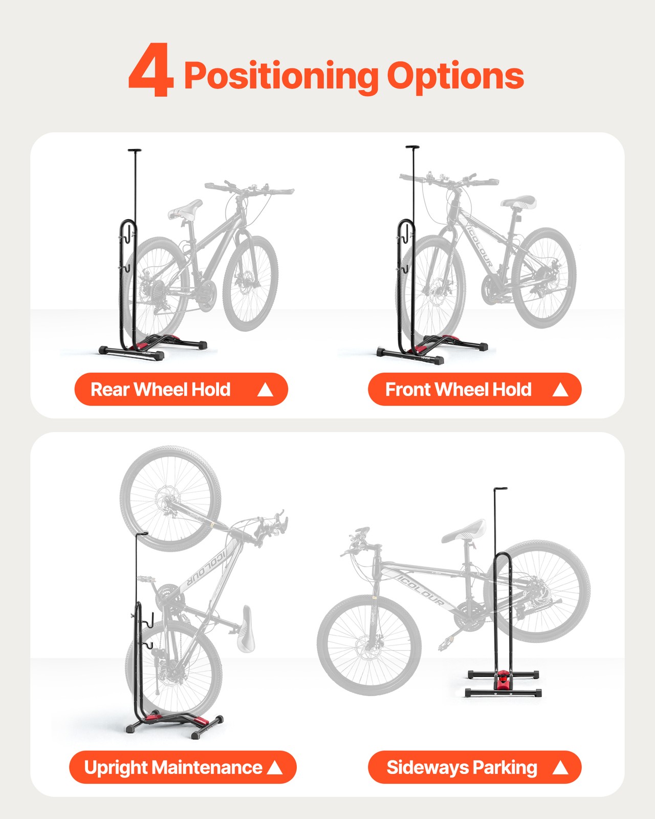 VEVOR Bicycle Storage Floor Freestanding Bike Rack for 16 to 27.5 Inch MTB Bike