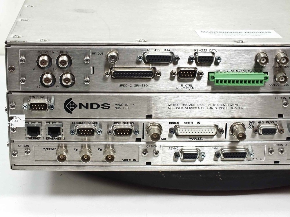 Tandberg E5424 Mpeg-2 Encoder with NDS Board QPSK MOD Option & Cards