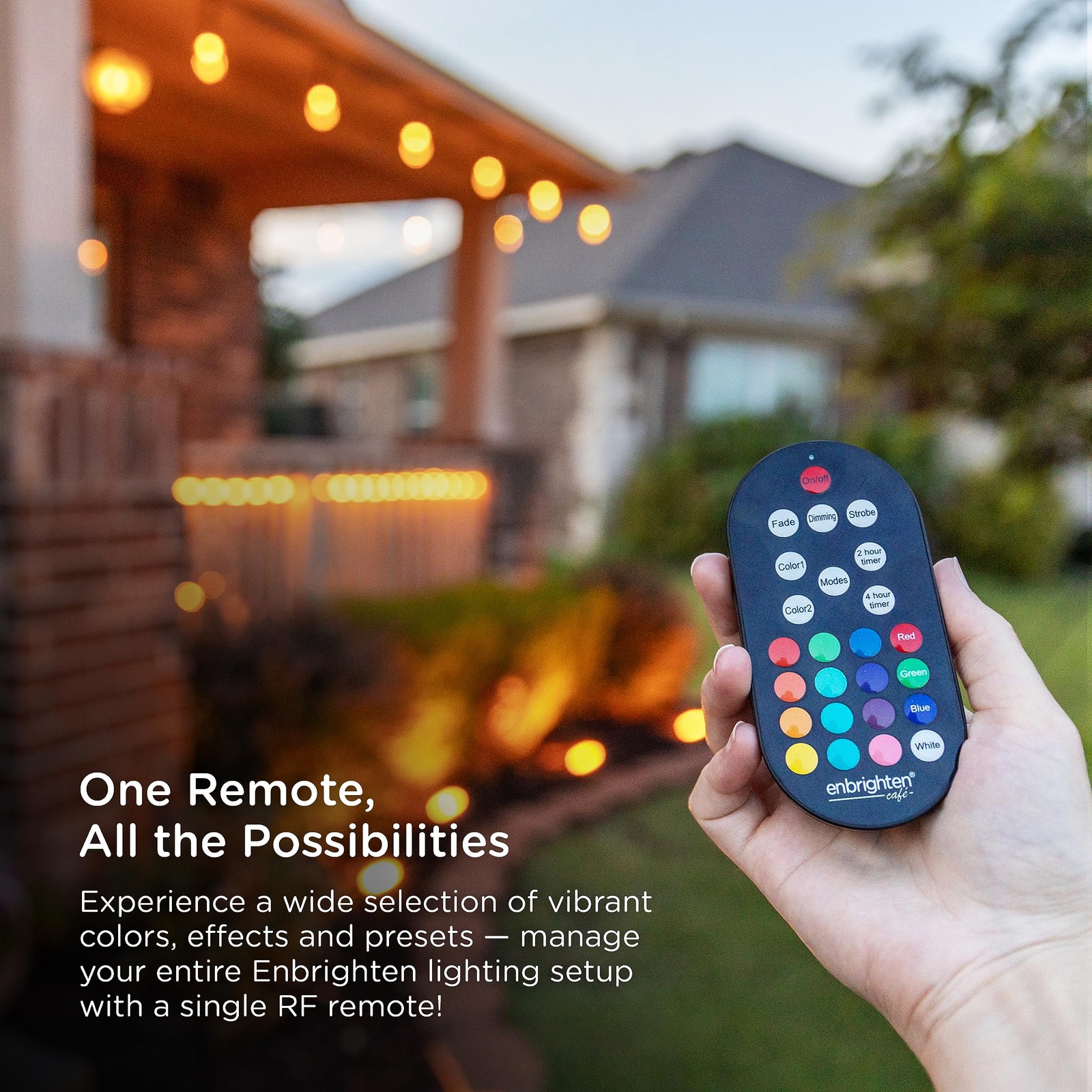 Enbrighten 24ft RGB Outdoor String Lights 12 Bulbs Remote Weatherproof 37791