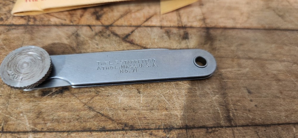 Starrett No. 71 Thickness Gage with Locking Device New