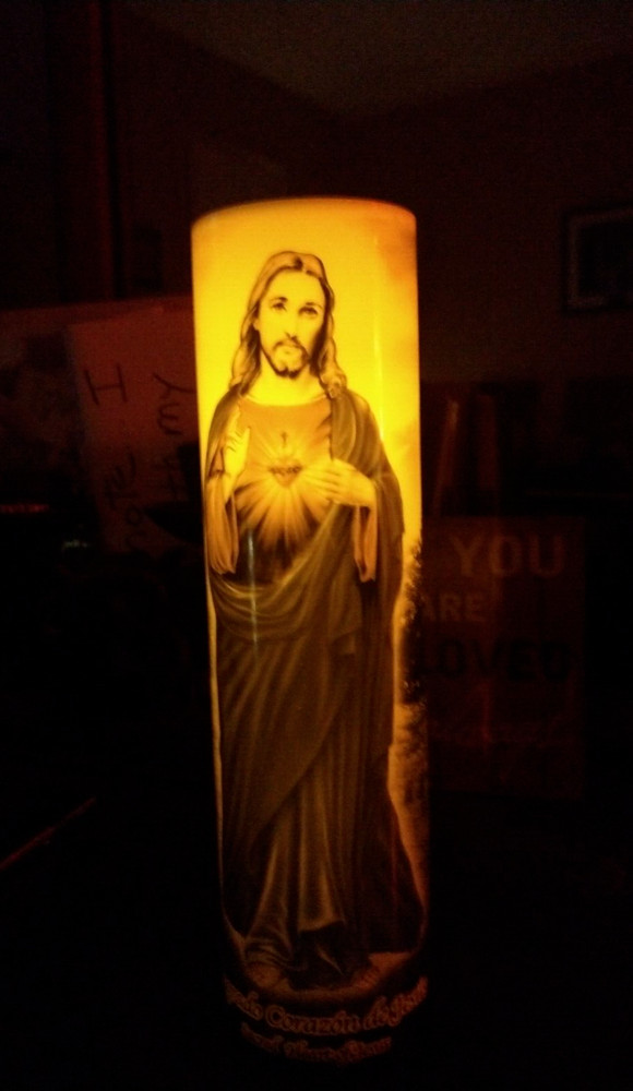 Jesus Flameless LED Devotional Prayer Candle with Automatic Timer Unique Decor