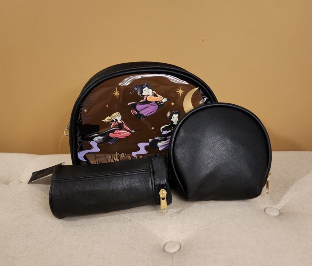 Disney Hocus Pocus Sanderson Sisters Cosmetic Bag 3 Piece Set Makeup Pouch NEW